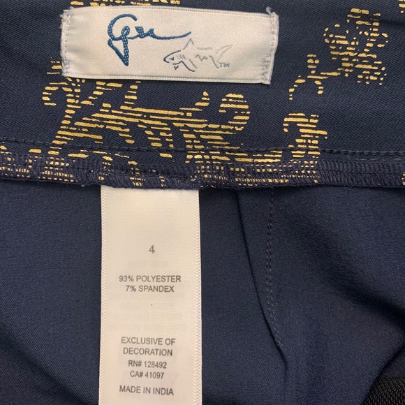 Greg Norman Navy Blue/Gold Print Golf Pants/Top Set sz S/P-4 - Picture 12 of 13